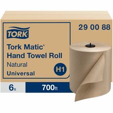 TORK Tork Matic Hand Towel Roll Natural H1 - 1 Ply - 7.7" x 700 ft - 884 Sheets/Roll - Nature - Paper - Embossed, Absorbent - For Hand, Washroom - 1 Roll