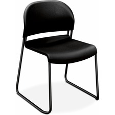HON GuestStacker High-Density Stacking Chair |Onyx Shell - Onyx Polymer Seat - Onyx Polymer Back - Black Tubular Steel Frame - 4 / Carton