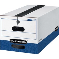 Bankers Box Liberty Plus Heavy-duty Letter File Box - Internal Dimensions: 12" Width x 24" Depth x 10" Height - External Dimensions: 12.3" Width x 24.1" Depth x 10.8" Height - Media Size Supported: Letter - String/Button Tie Closure - Heavy Duty - Stackable - Corrugated Paper - White, Blue - For File - Recycled - 12 / Carton