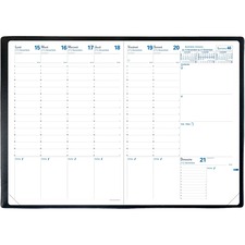 Quo Vadis Prenote Weekly Planner Refill, 11-3/4" x 8-1/4" , French - Weekly - 12 Month - December 2025 to December 2026 - 8:00 AM to 9:00 PM - Half-hourly - 1 Week Double Page Layout - 8 1/4" (209.55 mm) x 11 3/4" (298.45 mm) Sheet Size - White Sheet - Sewn - Paper - 0.3" (7.62 mm) Height - Appointment Schedule, 2-color Grid, Notes Area, Removable Phone Directory, Tear-off, Perforated Corner, Soft Cover - 1 Each