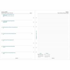 Filofax Organizer Refill - 1 Week Single Page Layout - 5 3/4" x 8 1/4" Sheet Size - Multilingual - 1 Each