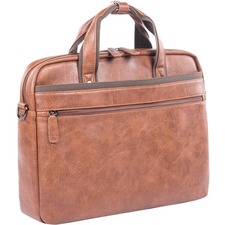 bugatti Valentino Carrying Case (Briefcase) for 15.6" Notebook - Cognac - Vegan Leather, Synthetic Leather Body - Handle, Shoulder Strap - 13.50" (342.90 mm) Height x 16.25" (412.75 mm) Width x 4" (101.60 mm) Depth