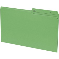 Continental 1/2 Tab Cut Legal Recycled Top Tab File Folder - 8 1/2" x 14" - Bright Green - 100% Recycled - 100 / Box
