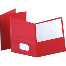 Oxford Letter Recycled Portfolio - 8 1/2" x 11" - 100 Sheet Capacity - 2 Internal Pocket(s) - Red - 25 / Box