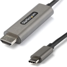 StarTech.com 6ft USB C to HDMI Cable Adapter 4K 60Hz HDR10 - UHD HDMI 2.0b - 6.56 ft HDMI/USB-C Video Cable Adapter for Audio/Video Device, Monitor, Digital Signage Display, TV, Projector, Notebook, Tablet, Smartphone, MacBook Pro, iPad Pro, MacBook Air, ... - First End: 1 x 24-pin USB Type C - Male - Second End: 1 x 19-pin HDMI 2.0b Digital Audio/Video - Male - 18 Gbit/s - Supports up to 3840 x 2160 - Space Gray - 1 Each