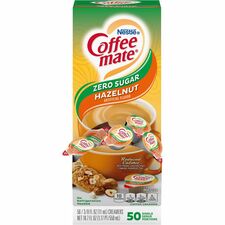 Coffee mate Zero-Sugar Hazelnut Flavored Liquid Creamer Singles - Hazelnut Flavor - 0.38 fl oz (11 mL) - 50/Box