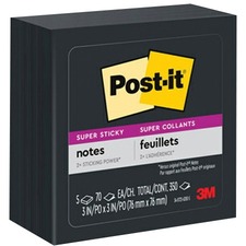 Post-itÂ® Super Sticky Notes - 3" x 3" - Square - 70 Sheets per Pad - Black - 5 / Pack