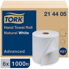 TORK Hand Towel Roll White H21 - 1 Ply - 7.94" x 1000 ft - 7.80" Roll Diameter - 1.93" Core - White - Fiber - 6 Roll