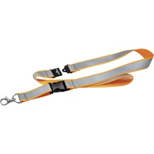 DURABLE Reflective Safety Textile 17" Lanyard, Black, Pack of 10 - 4" (101.60 mm) Width x 17.31" (439.74 mm) Length - Black, Orange - Fabric - 10 / Pack