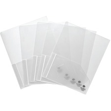 Sparco Letter Pocket Folder - 8 1/2" x 11" - 50 Sheet Capacity - 2 Internal Pocket(s) - Clear - 5 / Pack