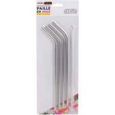 PICK AND DRINK Stainless Straws with Brush - Stainless Steel - 4 / Pack