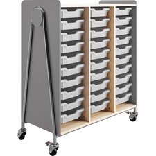 Safco Whiffle Typical Triple Rolling Storage Cart - 149.69 kg Capacity - 4 Casters - 3" (76.20 mm) Caster Size - Laminate, Particleboard, Polyvinyl Chloride (PVC), Metal, Thermofused Laminate (TFL) - x 43.3" Width x 19.8" Depth x 48" Height - Steel Frame - Gray - 1 Carton