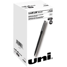 uniball™ Roller Rollerball Pen - Micro Pen Point - 0.5 mm Pen Point Size - Black Liquid Ink - Black Barrel - 72 / Pack
