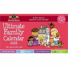 MotherWord&reg; Mom's Ultimate Family Fridge Calendar 15" x 9-1/2" English - Medium - Personal - Monthly - 16 Month - September 2025 to December 2026 - 1 Month Single Page Layout - Desk - 15" (381 mm) Height x 9.5" (241.30 mm) Width - 1 Each