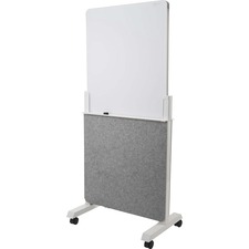 Quartet Agile Easel - White Tempered Glass Surface - Gray Frame - Assembly Required - 1 Each