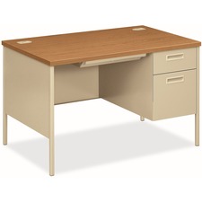 HON Metro Classic HP3251R Pedestal Desk - x 48" x 30" x 29.5" - 2 x Box, File Drawer(s)Right Side - Square Edge - Finish: Harvest, Putty