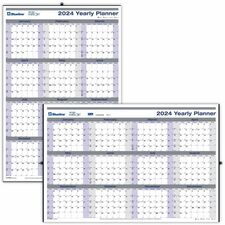 Blueline Net Zero Carbon Erasable/Reversible Yearly Wall Calendar - Large Size - Yearly - 12 Month - January 2024 - December 2024 - 36" x 24" Sheet Size - 24" Height x 36" Width - Printed, Reversible, Laminated, Erasable, Eyelet, Daily Block, Daily Schedu