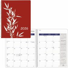 Blueline 2026 Joyful DuraGlobe 14-Month Monthly Planner - December to January - 8-7/8" x 7-1/8" - Red - Bilingual - Monthly - 14 Month - December 2025 to January 2027 - 1 Month Double Page Layout - 7 1/8" (180.98 mm) x 8 7/8" (225.43 mm) Sheet Size - Twin Wire - Red - Bamboo Fiber, Paper - Bilingual, Built-in Calendar, Tear-off, Sturdy Back, Three Month Calendar, Ruled Daily Block, Important Date, Metric Conversion, Temperature Conversion, Time Table, Appointment Schedule, ... - 1 Each