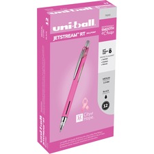 uniball™ Jetstream RT Pink Ribbon Ballpoint Pen - 1 mm Medium Pen Point - Black Ink - Gel-based, Hybrid - Pink Barrel - 1 Dozen