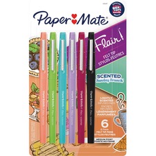 Paper Mate Flair Scented Markers Assorted Colours 6/pkg - Medium Marker Point - 0.7 mm Marker Point Size - Assorted Water Based Ink - Felt Tip - 6 / Pack
