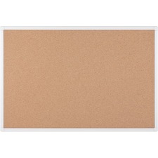 MasterVision Antimicrobial Cork Board - 24" (609.60 mm) Board Height x 36" (914.40 mm) Board Width - Cork Surface - Corner, Resilient, Antimicrobial - White Aluminum Frame - 1 Each