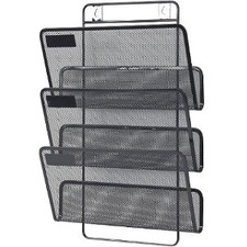 Merangue 3-Tiered Wall Mount File Tray - 3 Tier(s) - 3.4" (85.09 mm) Height x 13" (329.95 mm) Width x 18.5" (469.90 mm) Depth - Black