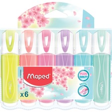 Maped Soft Highlighters Chisel Tip Assorted Pastel Colours 6/pkg - Assorted Pastel Ink - 6 / Pack