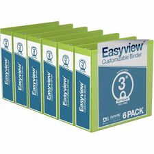 Davis Group Easyview Premium, Round Ring, Customizable, View Binder, 6 Pack (Lime Green, 3") - 3" (76.20 mm) Binder Capacity - 8 1/2" (215.90 mm) x 11" (279.40 mm) Sheet Size - 600 Sheet Capacity - 3 Ring(s) - Fastener(s): Round Ring - Pocket(s): Inside Front & Back - Polypropylene - Lime Green - 10 lb (4535.92 g) - Clear Overlay, Ink-transfer Resistant - 1 Each
