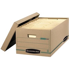 Bankers Box Enviro Stor 900 Storage Case - External Dimensions: 15" (381 mm) Width x 24" (609.60 mm) Depth x 10" (254 mm) Height - Media Size Supported: Legal 8.50" (215.90 mm) x 14" (355.60 mm) - Lift-off Closure - Light Duty - Double End/Single Side/Double Bottom Wall - Stackable - Corrugated, Cardboard - Brown - For Box File - Recycled - 4 / Pack