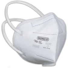 RONCO Medical N95 Vertical Folded Respirator - Recommended for: Medical, Food Service, Grinding, Sanding, Sweeping - One Size - Particulate, Airborne Particle Protection - White - Comfortable, Latex-free, Lightweight, Adjustable Nose Clip, Fluid Resistant - 30 / Box