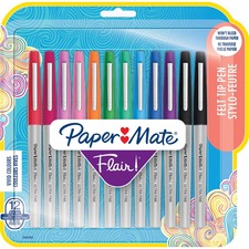 Paper Mate Flair Porous Point Pen - Ultra Fine Pen Point - 0.4 mm Pen Point Size - Assorted - 12 Pack
