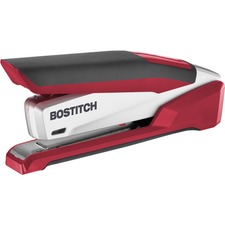 Bostitch InPower Premium Spring-Powered Desktop Stapler - 28 Sheets Capacity - 210 Staple Capacity - Full Strip - 1/4" Staple Size - 1 Each - Red, Silver