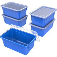 Storex Storage Bin - Cover - Blue - 1 Each