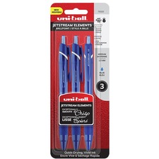 uniballâ„¢ Jetstream Elements Ballpoint Pen - 1 mm Pen Point Size - Blue Gel-based Ink - 3 / Pack