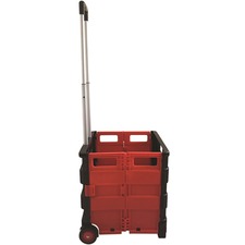 Seco Folding Shopping/Utility Cart - Telescopic Handle - 77 lb Capacity - Plastic - 14.90" Length x 16.50" Width x 15.90" Height - Black, Red - 1 Each