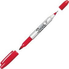 Sharpie Twin Tip Permanent Marker - Fine, Ultra Fine Marker Point - Red Alcohol Based Ink - 1 Each