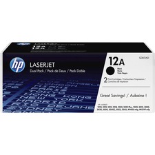 HP 12A (Q2612D) Original Toner Cartridge - Dual Pack - Black - Laser - Standard Yield - 2000 Pages - 2 / Pack