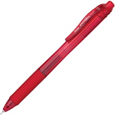Pentel EnerGel-X Retractable Gel Pens - Fine Pen Point - 0.5 mm Pen Point Size - Needle Pen Point Style - Refillable - Retractable - Red Gel-based Ink - Red Barrel - 1 Dozen
