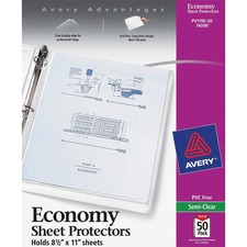 AveryÂ® Economy-Weight Sheet Protectors - For Letter 8 1/2" x 11" Sheet - Rectangular - Clear - Polypropylene - 50 / Box
