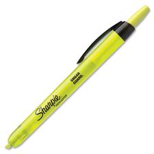 Sharpie Smear Guard Retractable Highlighters - Chisel Marker Point Style - Retractable - Fluorescent Yellow - Yellow Barrel - 1 Dozen