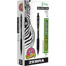 Zebra Pen Z-Grip Retractable Ballpoint Pens - Medium Pen Point - 1 mm Pen Point Size - Retractable - Black - Black Barrel - 1 / Each