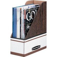 Bankers Box Oversized Magazine File Storage Box - Wood Grain, White - Cardboard - 12 / Carton