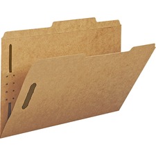 Smead 2/5 Tab Cut Legal Recycled Fastener Folder - 8 1/2" x 14" - 3/4" Expansion - 2 x 2K Fastener(s) - 2" Fastener Capacity for Folder - Top Tab Location - Right of Center Tab Position - Kraft - Kraft - 10% Recycled - 50 / Box