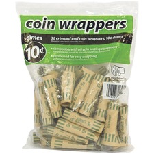 Merangue Paper Coin Wrapper, Dime, 36 Pack - 36 Wrap(s) - 10Â¢ Denomination - 36Pack