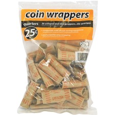 Merangue Paper Coin Wrapper, Quarter, 36 Pack - 36 Wrap(s) - 25¢ Denomination - 36Pack