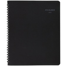 AT-A-GLANCEÂ® QuickNotes Monthly Planner, 7" x 8-3/4", Black, January To December 2022, 760805 - Medium Size - Julian Dates - Monthly - 12 Month - January 2022 - December 2022 - 1 Month Double Page Layout - 7" x 8 3/4" White Sheet - Wire Bound - Black - Durable Cover, Snag Resistant, Bleed Resistant Paper, Unruled Daily Block, Non-refillable, Schedule Section, Double-sided Pocket, Tabbed, Address & Phone Page, Reminder Section, To-do List, ... - 1 Each