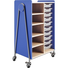 Safco Whiffle Typical 2 Double 48" - 4 Shelf - 4 Casters - Laminate, High Pressure Laminate (HPL), Particleboard, Polyvinyl Chloride (PVC) - x 48" Height - Spectrum Blue