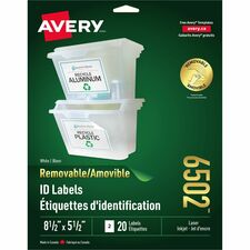 Avery&reg; Multipurpose Label - 8 1/2" (215.90 mm) Width x 5 1/2" (139.70 mm) Length - Removable Adhesive - Inkjet, Laser - White - 2 / Sheet - 10 Total Sheets - 20 Total Label(s) - 20 / Pack