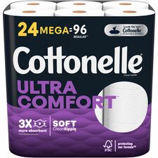Cottonelle Ultra Comfort Toilet Paper - 2 Ply - 268 Sheets/Roll - CleaningRipples texture - White - Fiber - 2 / Carton