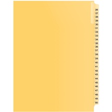 Davis Index Divider - 1/25 - Digit - 26 to 50 - 8.50" Divider Width x 11" Divider Length - Buff Divider - 1 Each